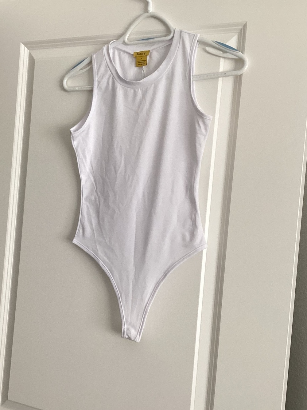 Daisy White Sleeveless Tank One-Piece Bodysuit - NWT - Size S